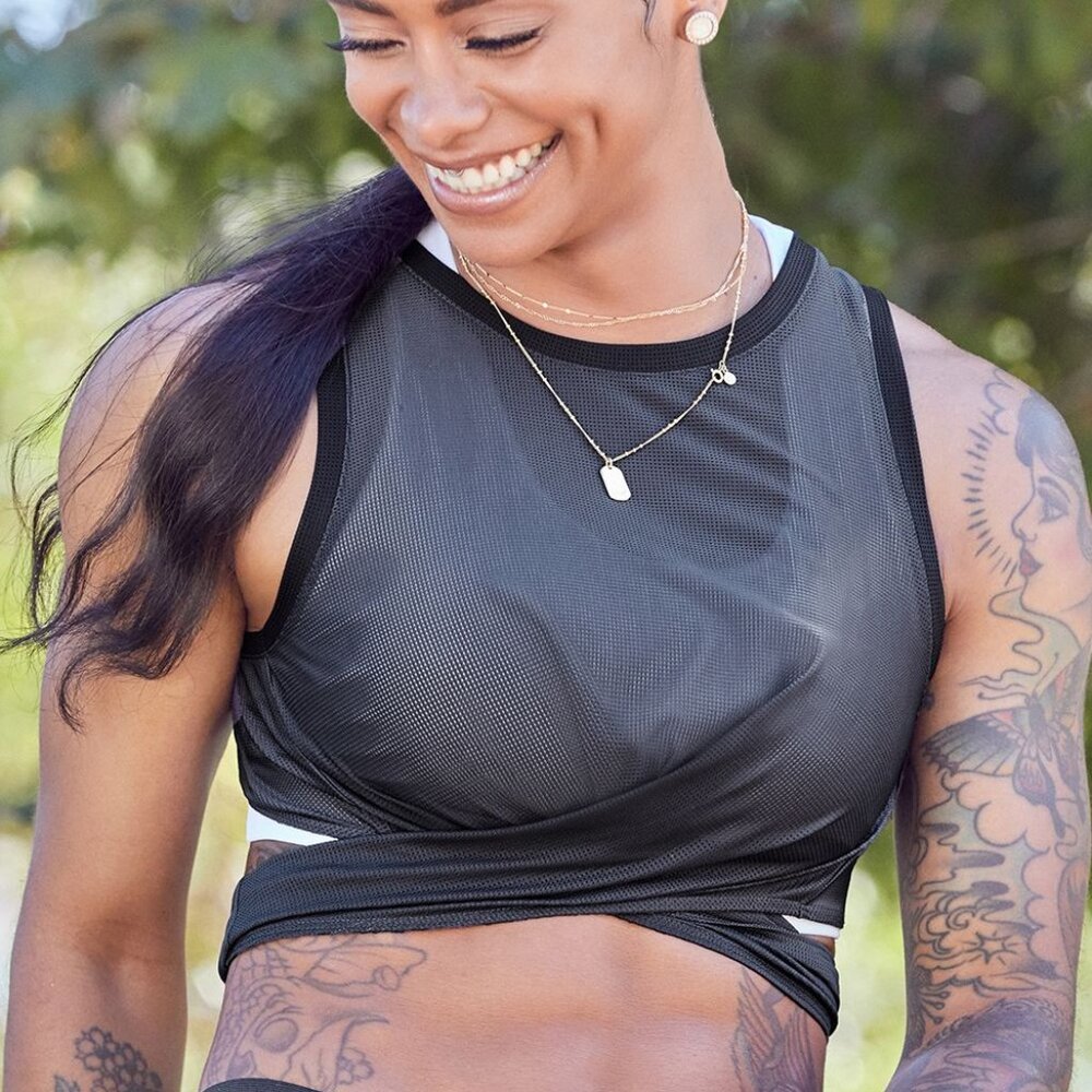 Fabletics Marissa Tie-Up Mesh Tank - Size XS